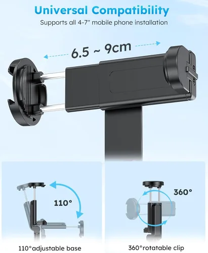 Miniatura 4 de VRIG - Trípode para selfie para teléfono de 63 pulgadas, trípode extensible para teléfono celular con control remoto inalámbrico, soporte de trípode