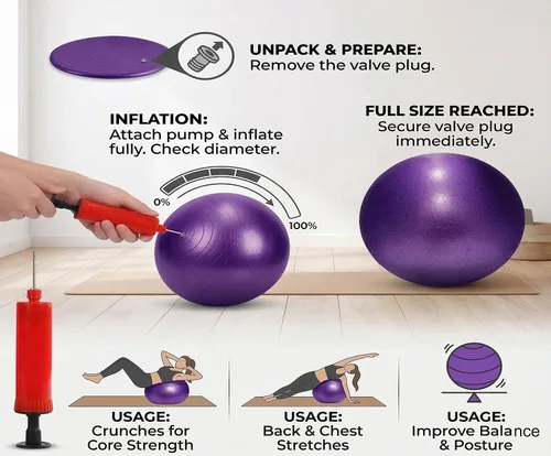 Miniatura 7 de Mini Pelotas de Yoga 6 Pulgadas Pelota de Ejercicio Pilates Terapia de Equilibrio Micropore Bola Equipo de Barre para Entrenamiento de Estabilidad