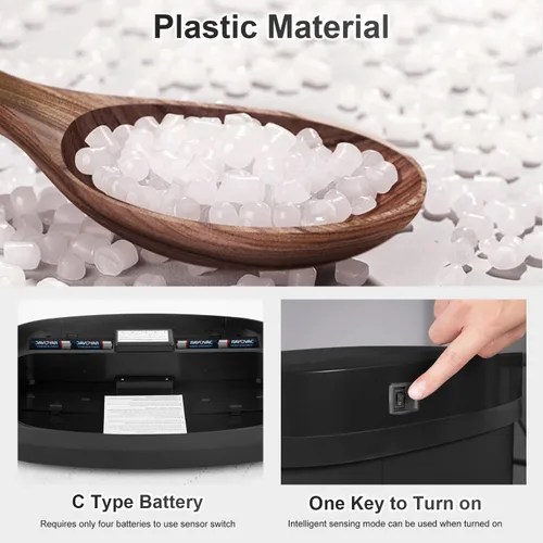 Miniatura 4 de FDW Cubo de basura de 13 galones de 50 litros para cocina, baño, dormitorio, oficina en casa, automático, sin tacto, de alta capacidad con tapa