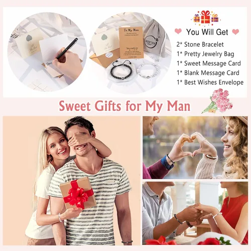 Miniatura 6 de UNGENT THEM Pulseras con texto en inglés "I Love You" en 100 idiomas para parejas, regalos para mis hombres, novio, novia, marido, mi amor, alma