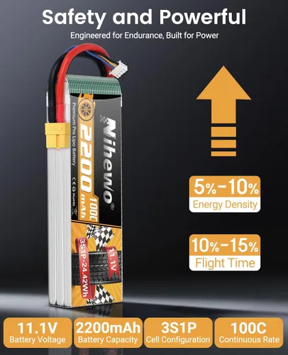 Miniatura 2 de 3S Lipo Battery 2200mAh 11.1V RC Lipo Batería 100C con enchufe XT60 Funda suave para RC Drone FPV Aviones Multi-Motor Quadcopters Autos, Camiones