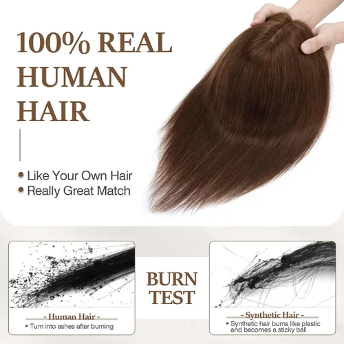 Miniatura 135 de Rich Choices Pelucas con topper de cabello para mujeres, cabello humano real 100% Remy, sin flequillo, para mujeres con adelgazamiento en la parte
