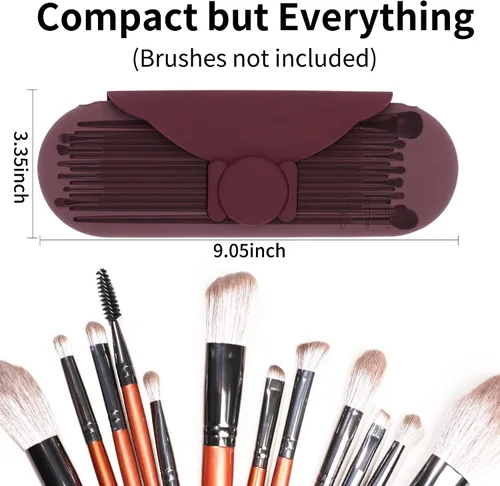 Miniatura 2 de Soporte para brochas de maquillaje de viaje con almohadilla de limpieza, estuche organizador de cepillos de silicona, cierre magnético, bolsa
