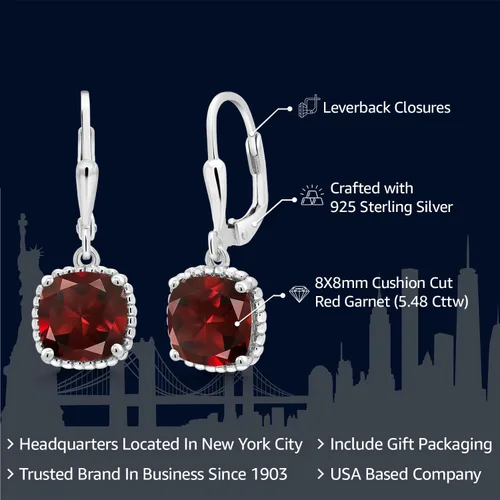 Miniatura 18 de Gem Stone King Aretes colgantes de plata de ley 925 de 0.315 pulgadas para mujer