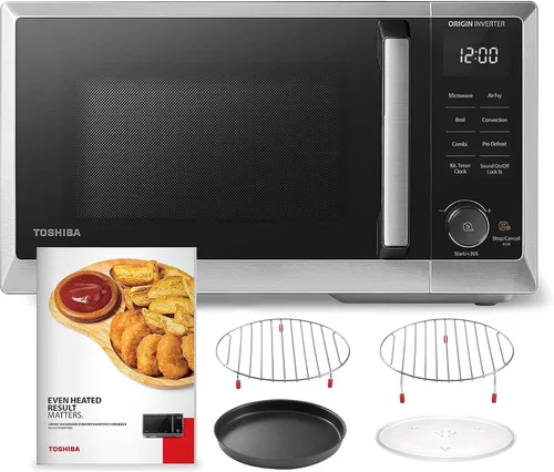 TOSHIBA 6-en-1 Microondas de Encimera con Inversor Combo Freidora de Aire Saludable, Serie MASTER, Freidora de Aire, Asado, Convección, Combi Acero
