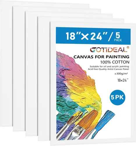 Miniatura 15 de GOTIDEAL Lienzos para pintura, 10 x 10 pulgadas, paquete de 12 paneles de lienzo planos en blanco imprimados profesionales, 100% algodón, tableros