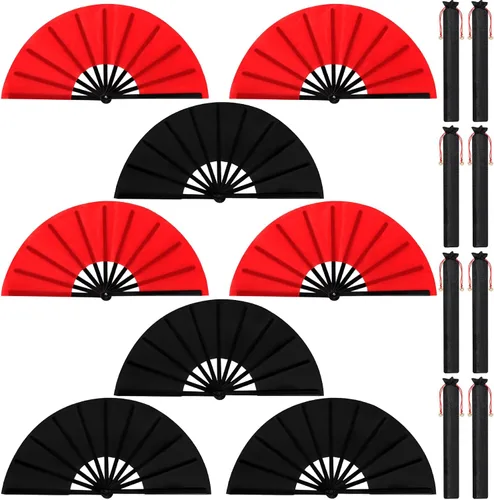 Miniatura 67 de Maitys Paquete de 2 ventiladores de mano plegables grandes de 13 pulgadas, ventiladores chinos de mano grandes para baile de línea, Tai Chi