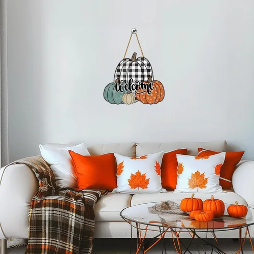 Miniatura 4 de Decoración de pared de calabaza, decoración de pared de calabaza, decoración de otoño para el hogar, porche, colgador de puerta delantera, letrero