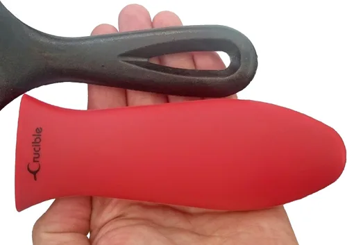 Miniatura 5 de Crucible Cookware Juego de sartén de hierro fundido de 12 pulgadas (pre-sazonado), incluye soportes grandes y de silicona para mango caliente Uso