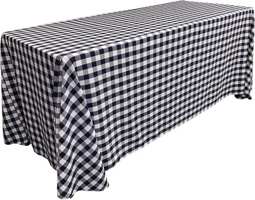 Miniatura 43 de LA Linen Mantel rectangular de poliéster Gingham a cuadros 60 por 84 pulgadas, blanco y verde oscuro