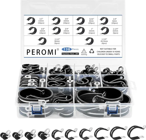 Miniatura 8 de 12 piezas de abrazaderas de cable dobles de 1-1/2" con refuerzo remachado actualizado, abrazaderas de tubo de bucle aislado con almohadilla de goma