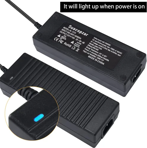 Miniatura 6 de 12V 10A Adaptador de energía para auto con enchufe hembra para mechero de cigarrillos, adaptador de fuente de alimentación AC 100-240V a DC 12V 10A