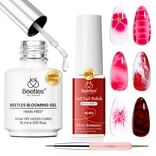 Miniatura 16 de Beetles - Juego de esmaltes de uñas de gel Jelly de 6 colores, tonos nude, rosa, marrón, con brillo y efecto de glitter, kit de esmaltes de gel