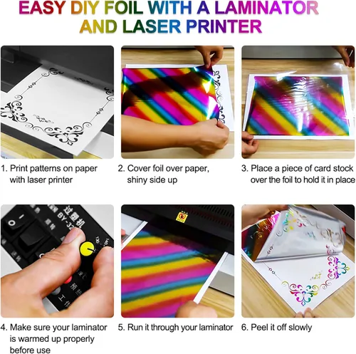 Miniatura 4 de Briartw Papel de Aluminio Termoadhesivo 20x29cm Paquete de 50 Hojas Papel Reactivo para Sellado en Caliente por Impresora Láser y Laminadora