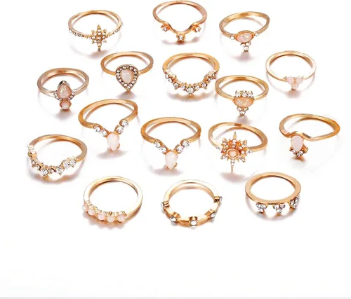 Miniatura 8 de Juego de anillos geométricos personalizados de cadera para niñas de 10 a 12 años