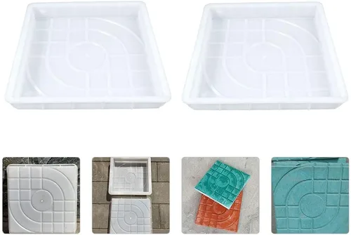 Miniatura 2 de Happyyami Molde de pavimentación cuadrado para suelos al aire libre, fabricante de paseo, 2 piezas, fabricante reutilizable para pavimento, cemento