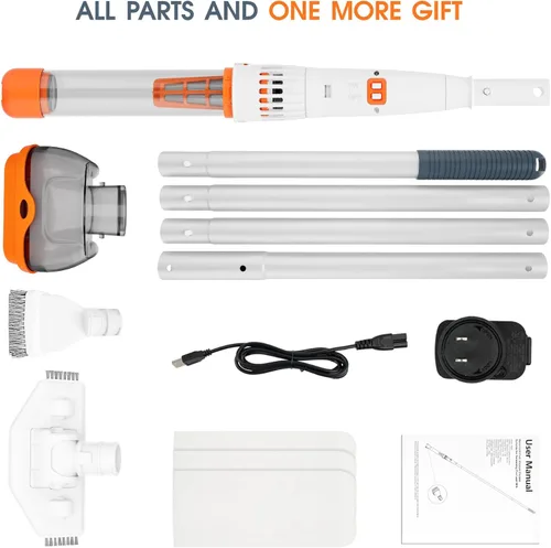 Miniatura 7 de Aspiradora recargable para bañera de hidromasaje para piscina y spa, modo dual y sistema de accionamiento magnético, filtros de malla ultra fina