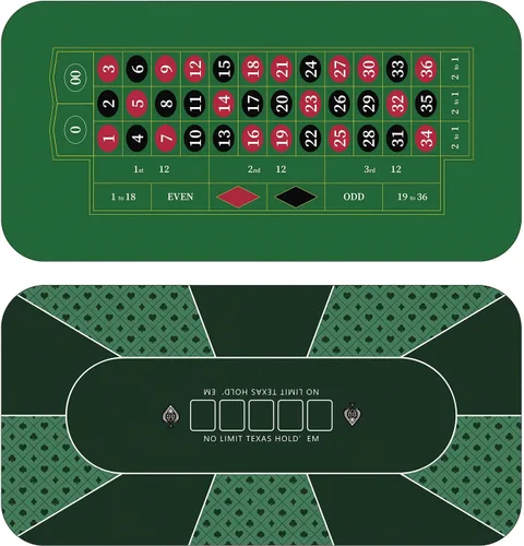 YUZPKRSI Alfombrilla de póquer de 70 x 35 pulgadas verde + alfombrilla de ruleta