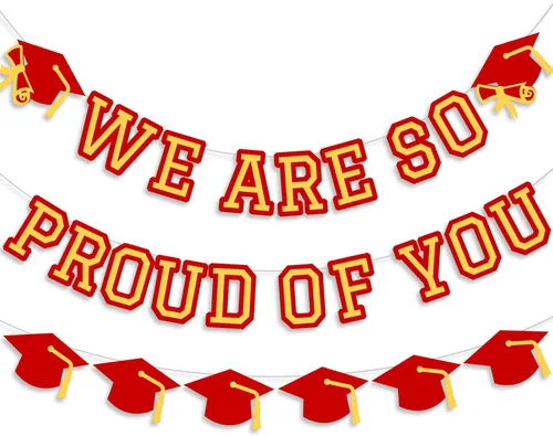 Miniatura 18 de Letrero con texto en inglés «We Are So Proud Of You», decoración para fiesta de graduación, guirnalda de tapa de felicitaciones, letrero de pared