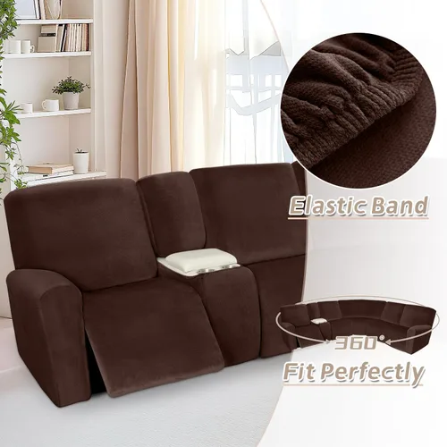 Miniatura 527 de Arfntevss Fundas de sofá seccional reclinable de terciopelo, Funda de sofá seccional de esquina para sofá reclinable, Funda elástica suave