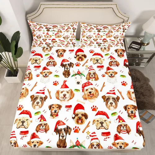 Miniatura 40 de Juego de sábanas con diseño de Papá Noel y muñeco de nieve para niños, niñas y niños, de temática navideña, juego de cama con diseño de árbol