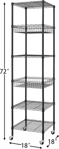 Miniatura 4 de Finnhomy Estantería de alambre resistente de 6 niveles con ruedas de 18 x 18 x 72 pulgadas, 6 estantes, estante de almacenamiento de metal, tubo