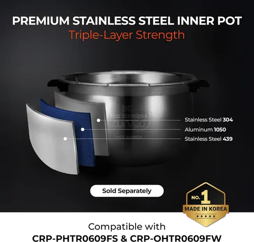 Miniatura 10 de CUCKOO Olla arrocera a presión doble de 6 tazas sin cocer / 12 tazas cocidas con tecnología de calentamiento por inducción, sistema de presión