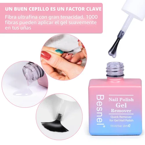 Miniatura 5 de Removedor de esmalte de uñas de gel, paquete de 3 unidades, removedor de esmalte de gel profesional, no irritante, rápido y fácil, kit