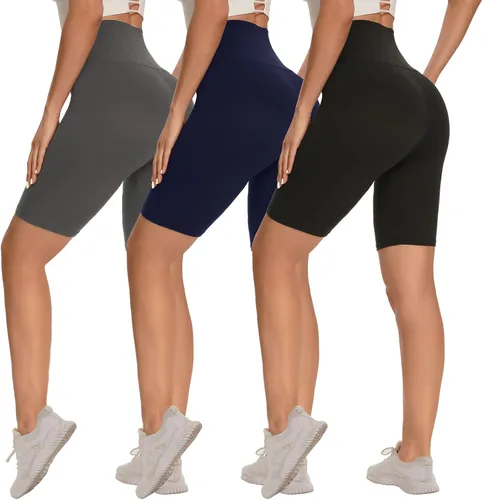 Pantalones cortos de ciclismo para mujer de cintura alta, control de abdomen, pantalones cortos de yoga para entrenamiento, correr - Talla regular y