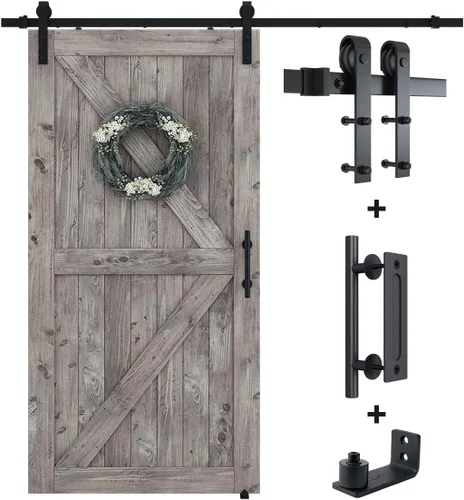Miniatura 14 de SMARTSTANDARD Kit Completo de Herrajes para Puerta Corrediza de Granero de 5 Pies (Incluye Kit de Riel de 5 Pies y Juego de Manija y Guía de Piso)