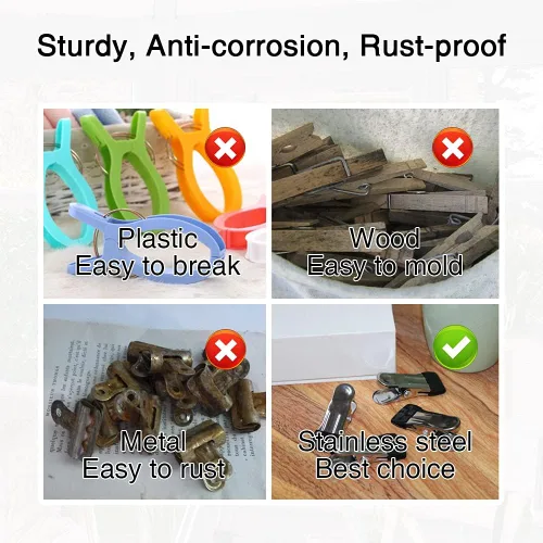 Miniatura 4 de 10 pinzas pequeñas para ropa, pinzas de acero inoxidable, clips de agarre de metal para lavandería, antioxidante, multiusos