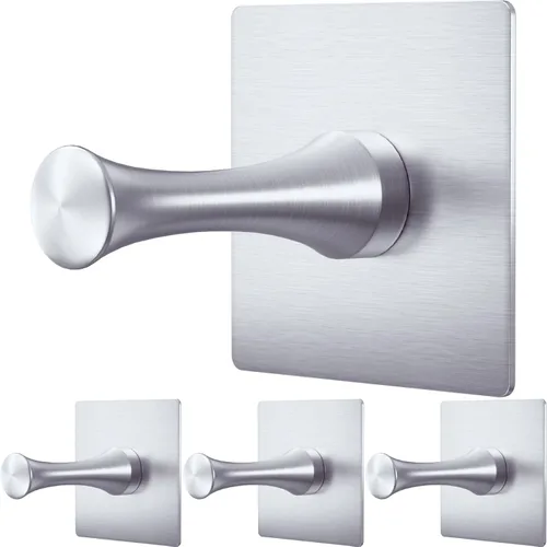 DGYB Ganchos autoadhesivos para colgar, juego de 4 ganchos de pared adhesivos de acero inoxidable de alta resistencia de níquel cepillado, ganchos