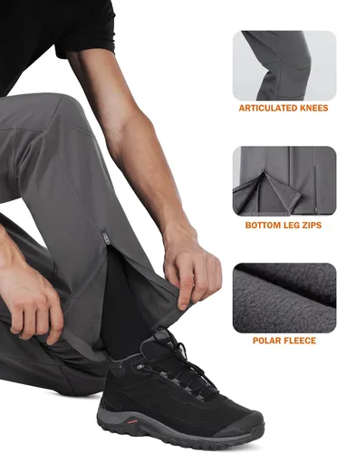 Miniatura 5 de Stlight Mens Snow Ski Waterproof Softshell Pants Winter Hiking Snowboard Fleece Lined Bottom Leg Zipper with 6 Zip Pockets
