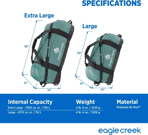 Miniatura 7 de Eagle Creek No importa qué bolsa de lona con ruedas, asa acolchada, correa de hombro extraíble y bolsillo frontal de acceso rápido, plegable, Savia