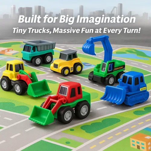 Miniatura 2 de Juego de 36 piezas de juguetes de autos y camiones – Mini vehículos de bolsillo, aviones de combate, construcción, autos de carreras y juguetes