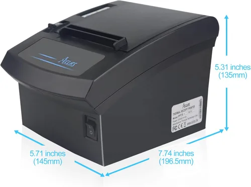 Miniatura 4 de Aclas Impresora térmica de recibos de 3 1/8 pulgadas, impresora POS de alta velocidad de 9.843 in/s con cortador automático y puerto de cajón