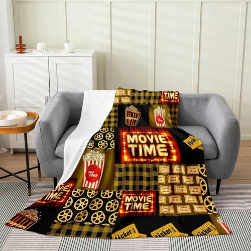 Miniatura 15 de Manta de felpa con diseño de palomitas de maíz, para niños, niñas, adolescentes, cine para todas las estaciones, manta de cama transpirable a