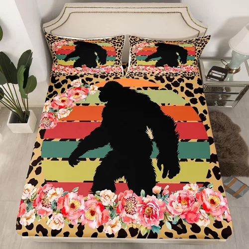 Miniatura 10 de Manfei Sábana bajera ajustable de búho de dibujos animados, tamaño individual, juego de ropa de cama de flores en acuarela de 2 piezas para Multi 09