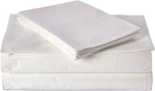 Miniatura 9 de DaDa Bedding - Juego de sábanas de 100 % algodón súper suave, color blanco, sábana encimera y funda de almohada transpirable, tamaño matrimonial, 3