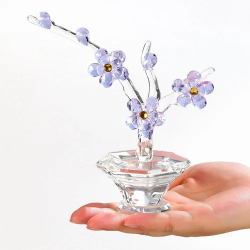 Miniatura 7 de Flores de cereza de cristal con tallos - Flores de vidrio con jarrones, regalos de cereza japonesa para esposa, novia, mujeres - Decoración de mesa