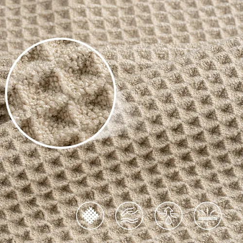 Miniatura 5 de POLYTE Sábanas de baño de microfibra de secado rápido de 430 GSM sin pelusas, 70 x 35 pulgadas, juego de 2 (tejido gofre)