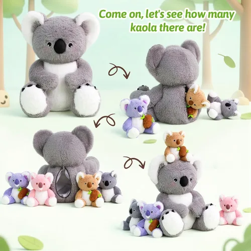 Miniatura 4 de OUOZZZ Capybara - Juguete de peluche grande 5 en 1 con 4 bebés extraíbles en el interior, regalo único para niñas y niños, regalo ideal de Capibara
