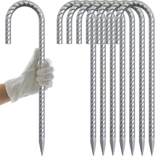 Miniatura 16 de AAGUT Juego de 8 estacas para trampolín de 16 pulgadas, kit de anclaje de amarre para trampolín de 3/8 pulgadas, resistente al viento, accesorios