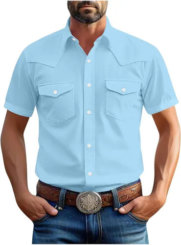 Miniatura 20 de Men's Short Sleeve Button Down Shirts Cargo Shirt Fashion Casual Summer Beach Shirts Business Work Basic Tee Tops