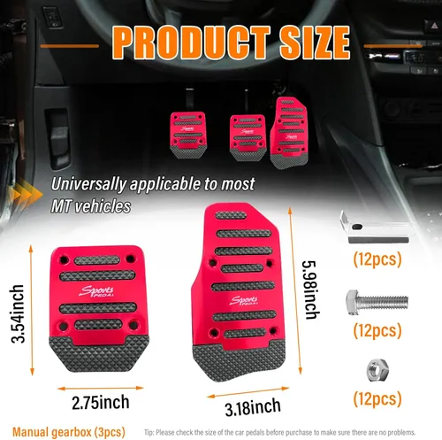 Miniatura 2 de Ziciner 2 piezas de almohadillas antideslizantes para pedales de coche, cubierta de pedal de acelerador y freno de caja automática, kits de pedal