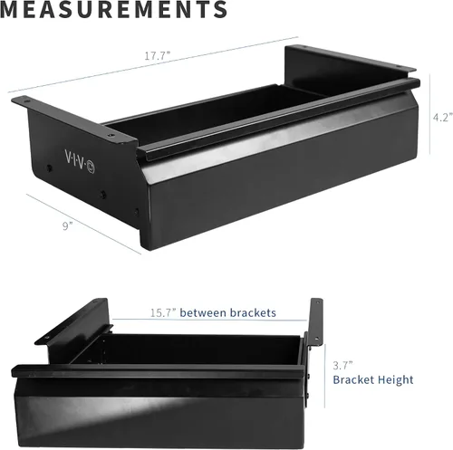 Miniatura 3 de VIVO DESK-AC03A-B - Cajón deslizante para debajo del escritorio de 16 pulgadas sin funda, organizador de almacenamiento de oficina en casa, negro