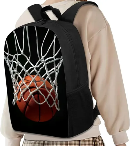 Miniatura 6 de HUGS IDEA Los animales frescos 3D niños escuela libro bolsa niños impresión mochilas, Baloncesto, Moderno