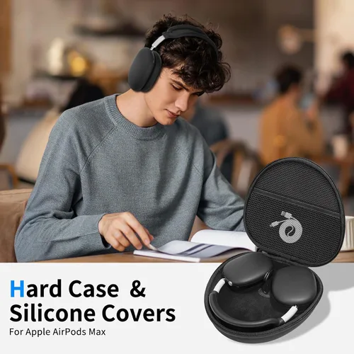 Miniatura 2 de Funda rígida para AirPods Max con modo de sueño, funda de transporte para auriculares con almohadillas de silicona para AirPods