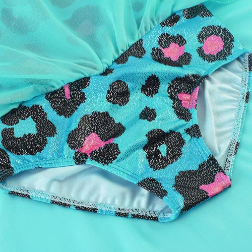 Miniatura 38 de EQSJIU Leotardo de baile de manga larga para niñas, vestido de ballet brillante con copo de nieve, tutú con falda tutú para niñas