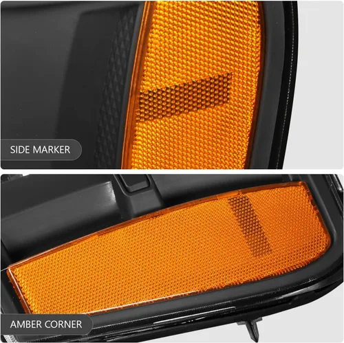 Miniatura 5 de DNA MOTORING Par de faros estilo OE Compatible con GMC Sierra 1500 07-13/Sierra 2500 HD 3500 HD 07-14, Negro/Ámbar, HL-OH-SIE07-BK-AM